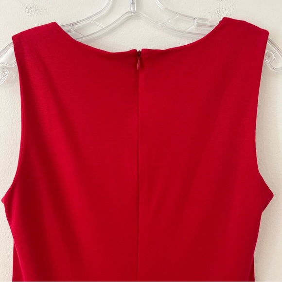 Lafayette 148 New York Ruched Ruffle Front Sleeveless Sheath Dress In Red (X1) - Picture 9 of 15